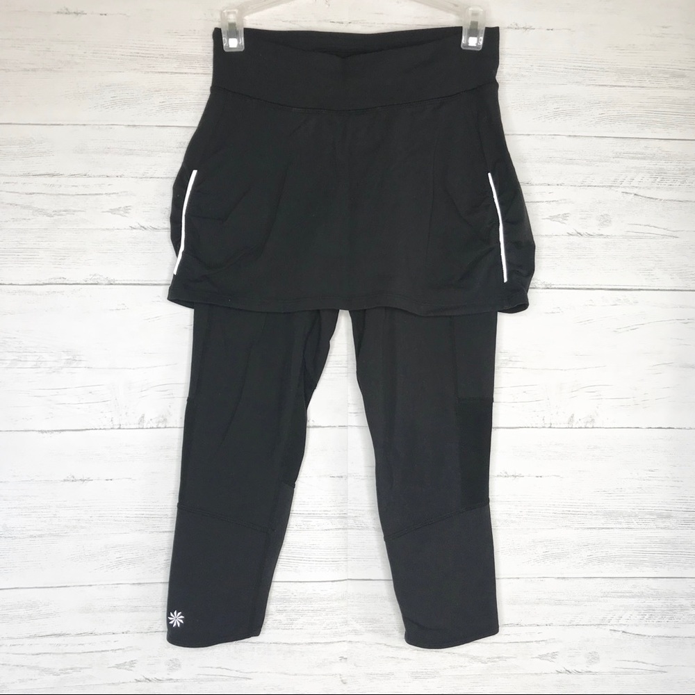 Athleta Black Contender 2in1 Capri Leggings Skirt